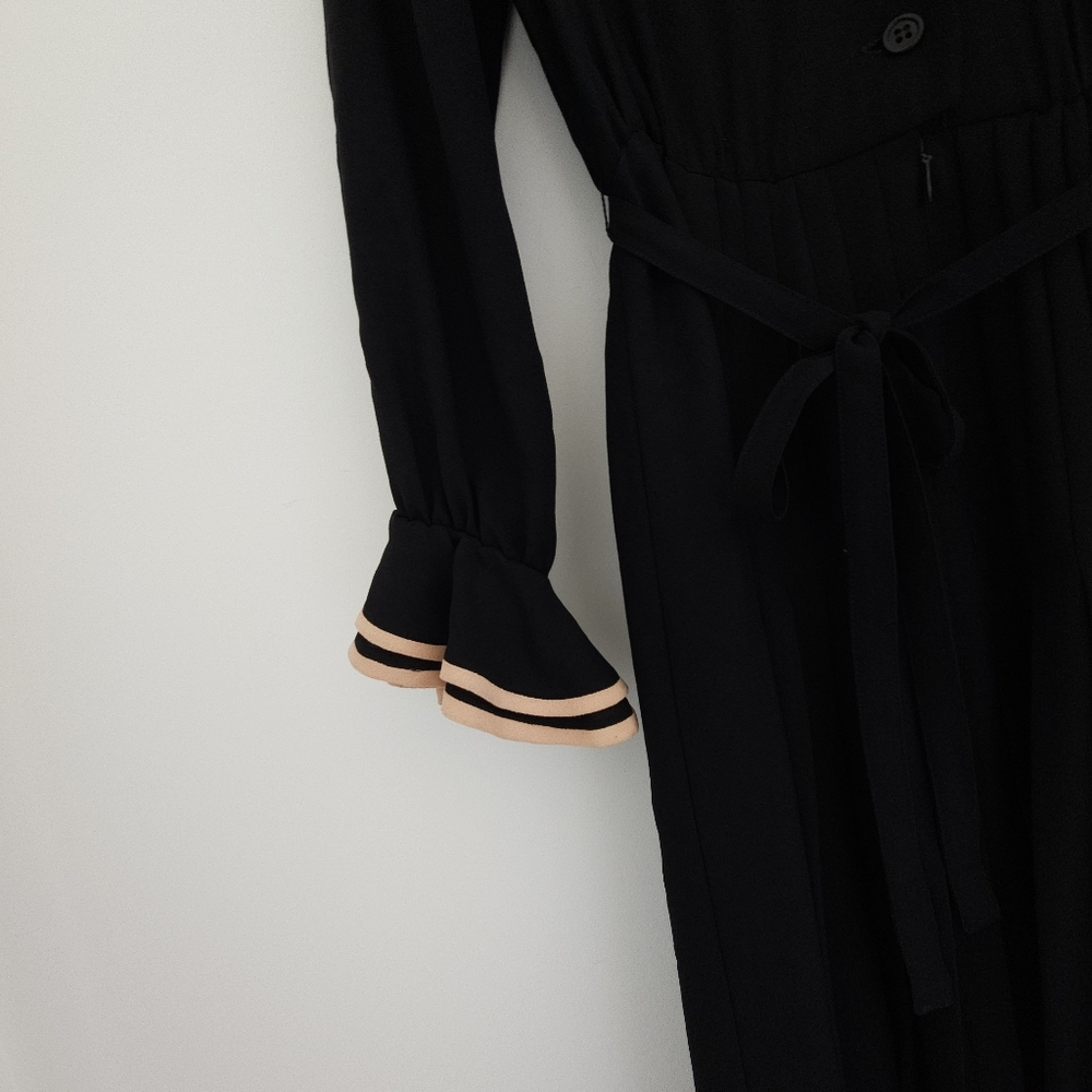 Albert Nipon Vintage Black With Cream Pleated Ski… - image 3